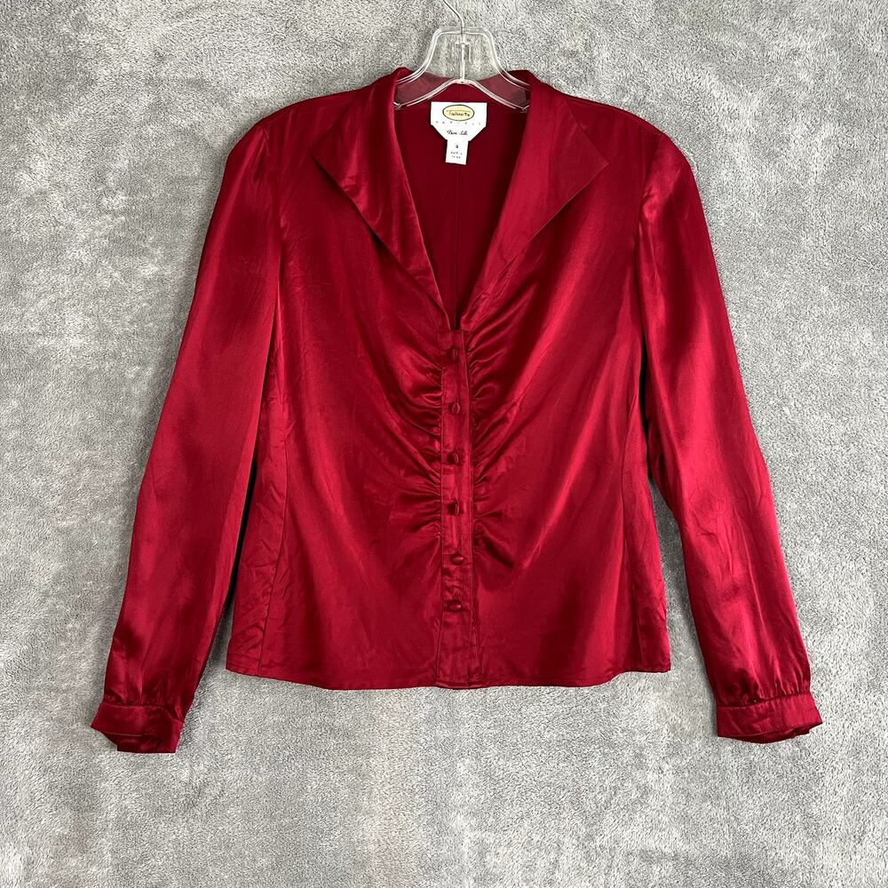 Talbots 100% Silk Button Down Blouse Womens 4 Dark Romantic Vamp